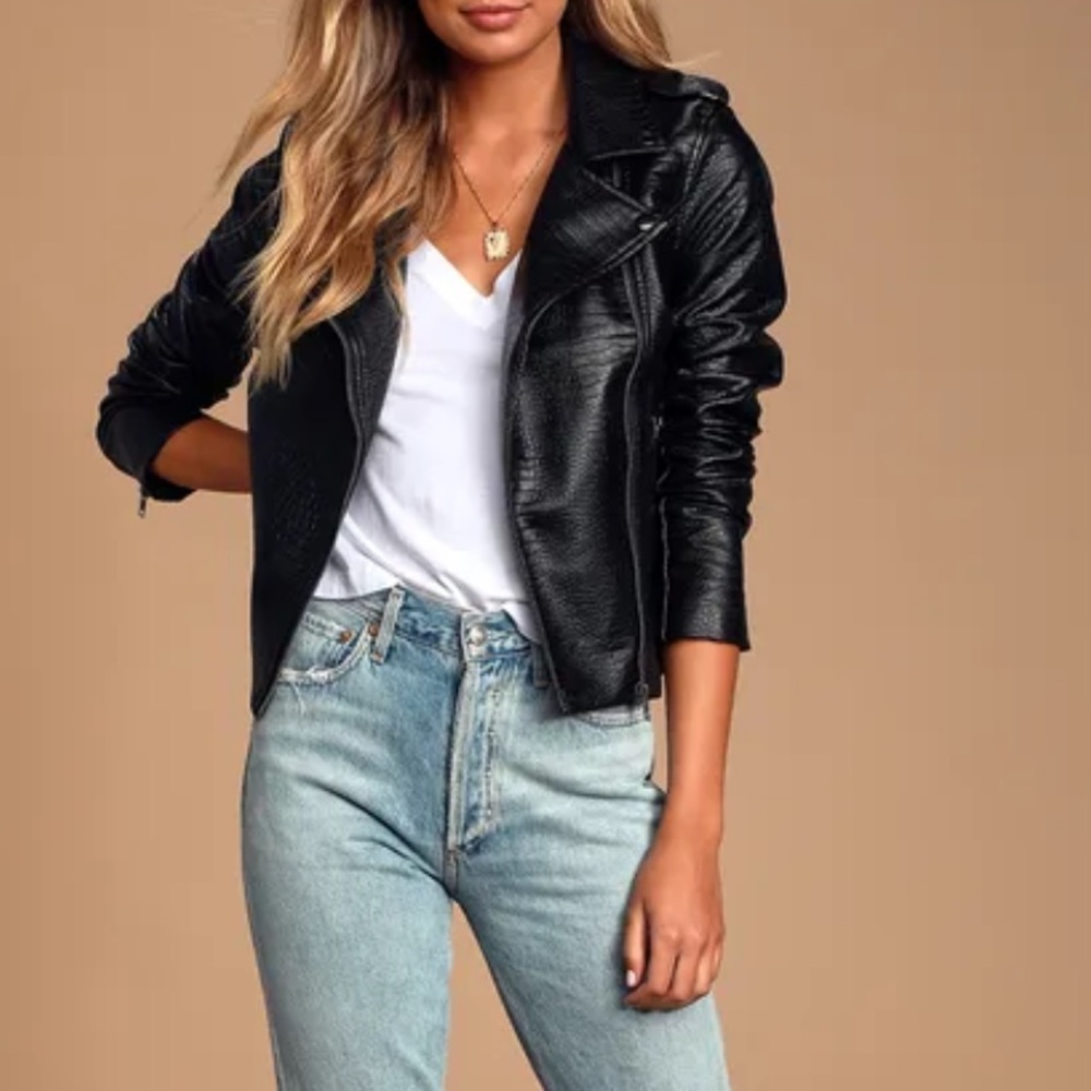Lucky Lizard Black Vegan Leather Moto Jacket